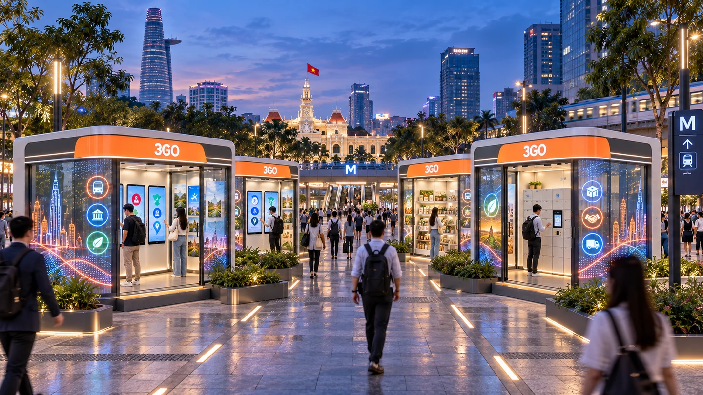Concept image of the 3GO digital citizen station and smart plaza